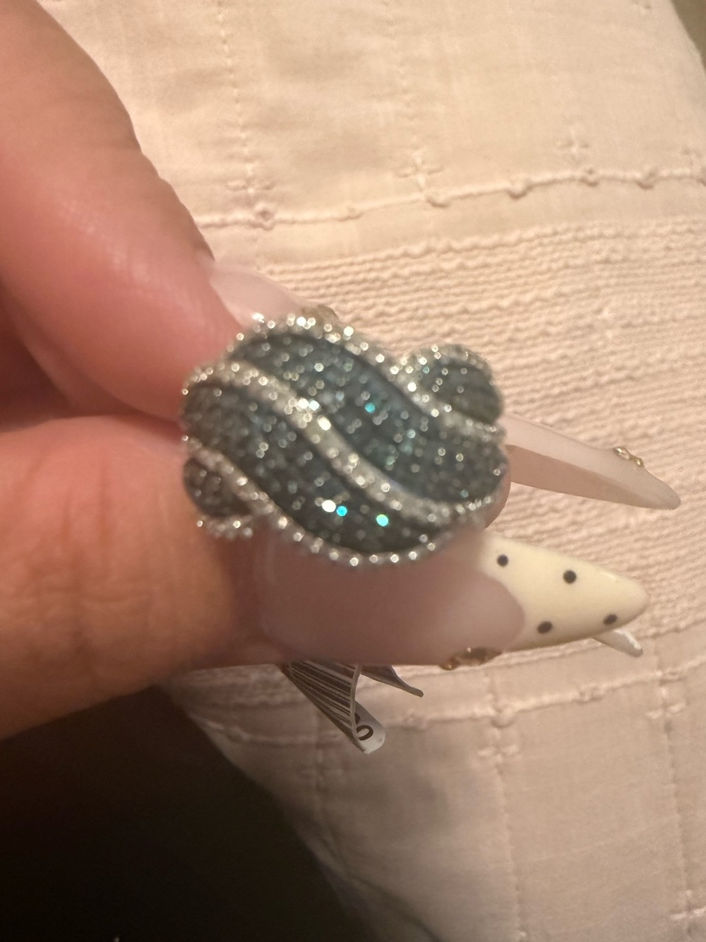 Macy's Silver Ring with blue diamonds ring